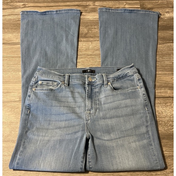 7 For All Mankind Ali High Waisted Split Hem Flare Leg Jean Size 30 (31x32) - Picture 2 of 12
